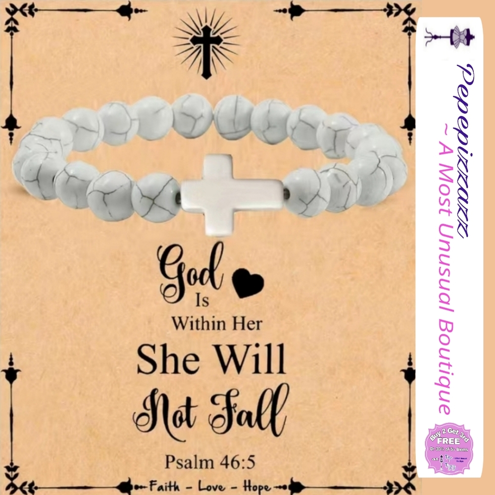 Cross Bracelet Confirmation Gifts, Christian Gifts. Natural stone. Stret…